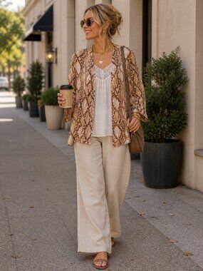 Lauren Ralph Lauren Women’s Snake Print Button Cardigan Plus Sz 2X Luxury Capes